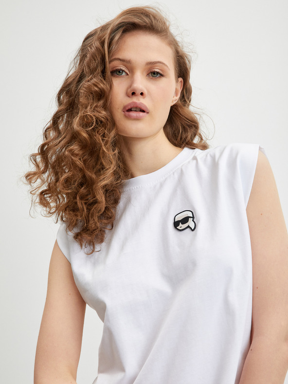 Karl Lagerfeld Biele dámske tričko KARL LAGERFELD Ikonik