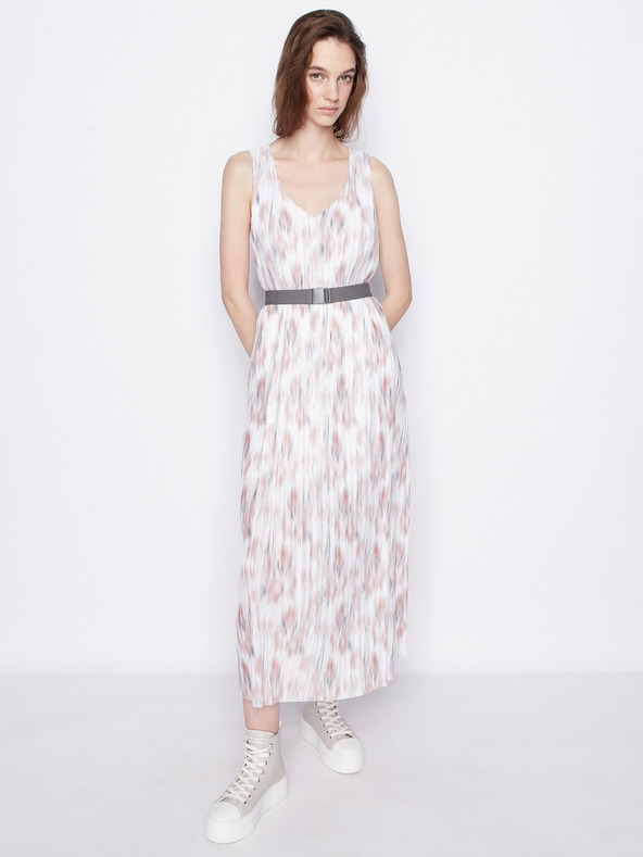 Armani Exchange Biele dámske vzorované maxi šaty Armani Exchange