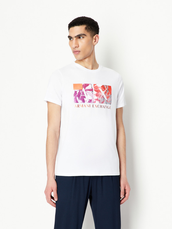 Armani Exchange Biela pánska mikina s kapucňou Armani Exchange