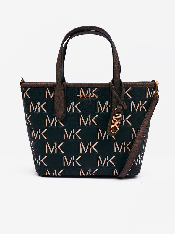 Michael Kors Hnedo-čierna dámska vzorovaná kožená kabelka 2v1 Michael Kors Open Tote Bag