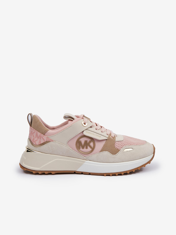 Michael Kors Ružové a béžové dámske kožené tenisky Michael Kors Theo Trainer