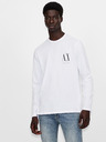 Armani Exchange Biele pánske tričko s dlhým rukávom Armani Exchange