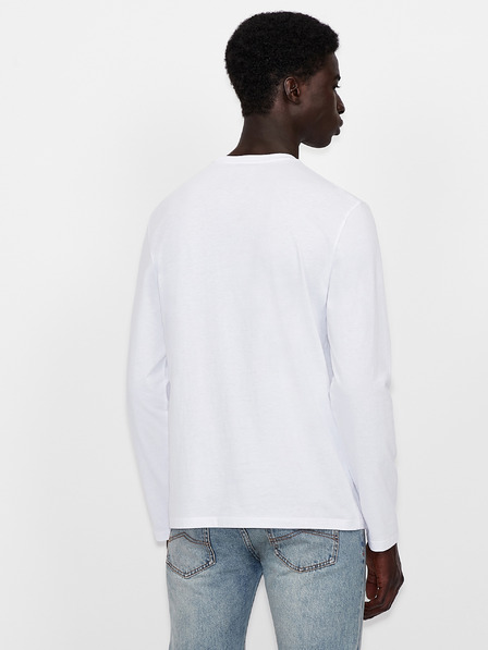 Armani Exchange Biele pánske tričko s dlhým rukávom Armani Exchange