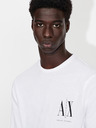 Armani Exchange Biele pánske tričko s dlhým rukávom Armani Exchange