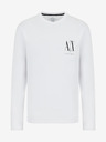 Armani Exchange Biele pánske tričko s dlhým rukávom Armani Exchange