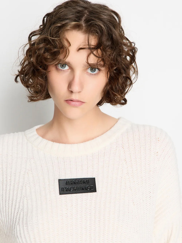 Armani Exchange Krémový dámsky vlnený sveter Armani Exchange