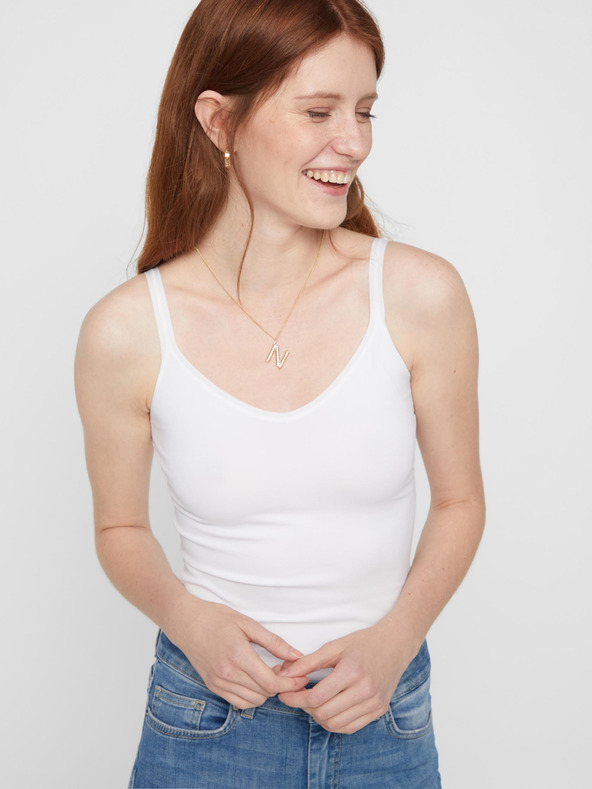 Pieces Biele dámske základné tielko Kúsky hladké