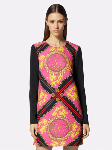 Versace Jeans Couture Čierno-ružové dámske vzorované šaty Versace Jeans Couture