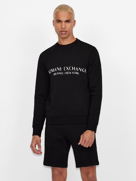 Armani Exchange Čierna pánska mikina s nápisom Armani Exchange