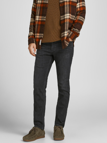 Jack & Jones Čierne pánske džínsy rovného strihu Jack & Jones Mike
