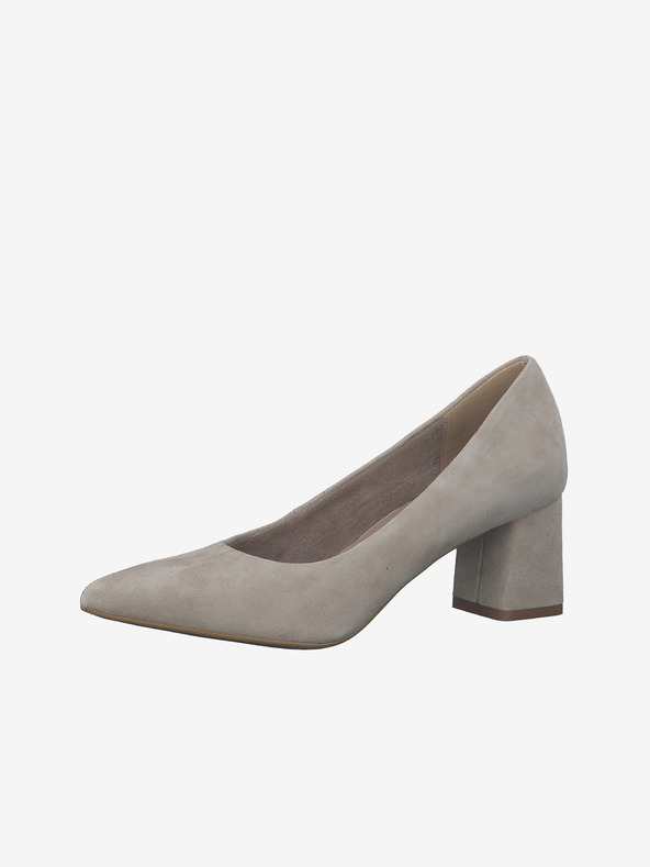 Tamaris Béžové dámske semišové lodičky na nízkom podpätku Tamaris