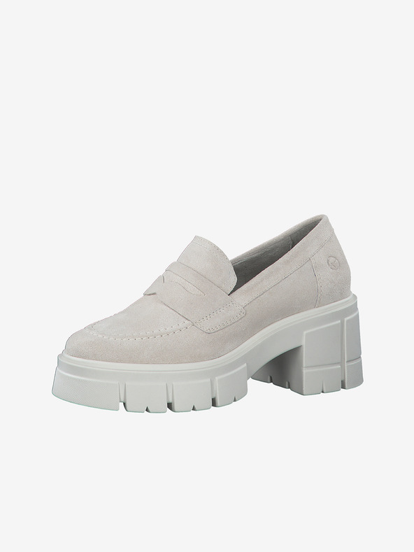 Tamaris Béžové dámske semišové mokasíny na podpätkuTamaris