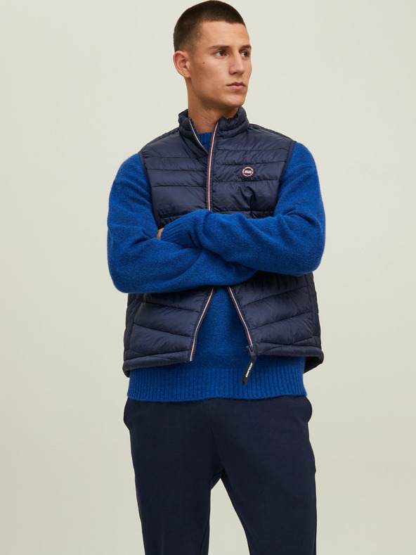 Jack & Jones Tmavomodrá pánska prešívaná vesta Jack & Jones Hero