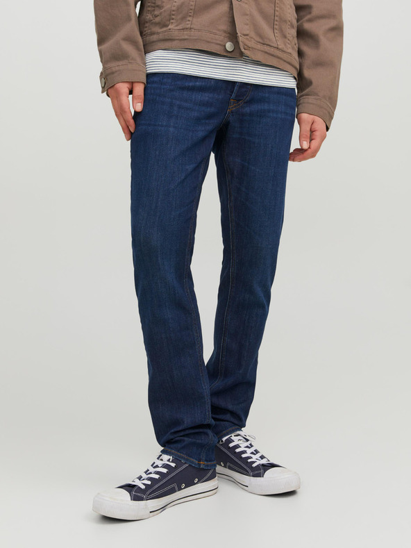 Jack & Jones Tmavomodré pánske džínsy úzkeho strihu Jack & Jones Glenn