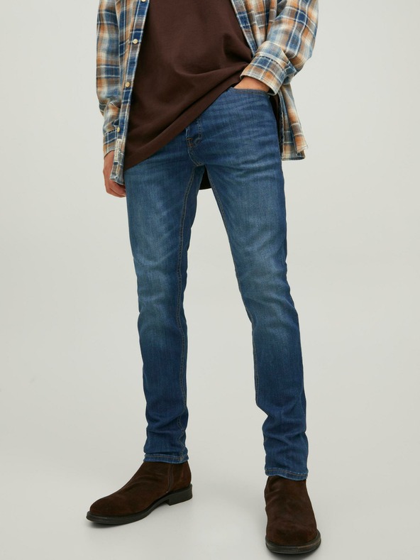 Jack & Jones Tmavomodré pánske džínsy úzkeho strihu Jack & Jones Glenn