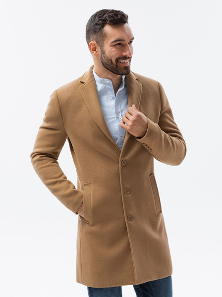 Ombre Clothing Béžový pánsky ľahký kabát Ombre oblečenie