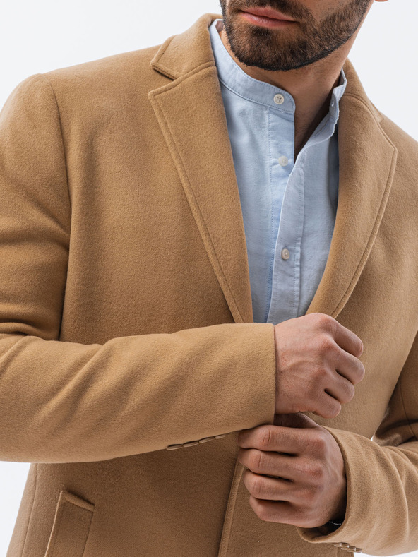 Ombre Clothing Béžový pánsky ľahký kabát Ombre oblečenie