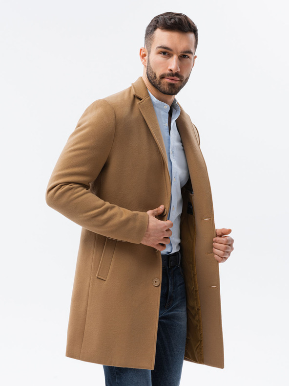 Ombre Clothing Béžový pánsky ľahký kabát Ombre oblečenie