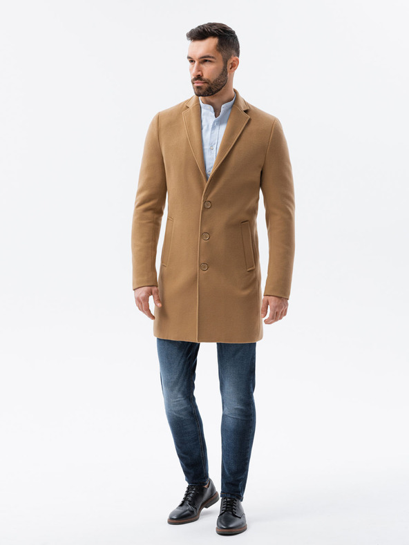 Ombre Clothing Béžový pánsky ľahký kabát Ombre oblečenie