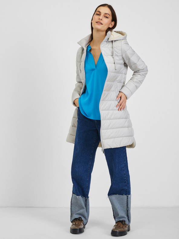 Orsay Svetlomodrý dámsky zimný prešívaný kabát ORSAY