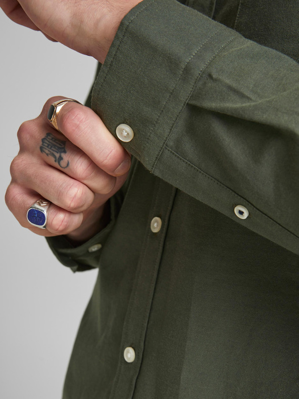 Jack & Jones Pánska ľahká košeľa Jack & Jones Oxford Khaki