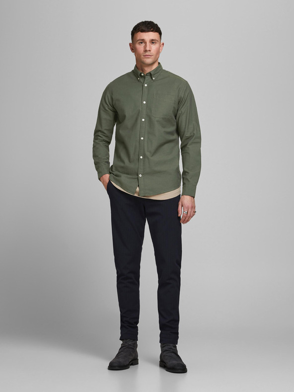 Jack & Jones Pánska ľahká košeľa Jack & Jones Oxford Khaki