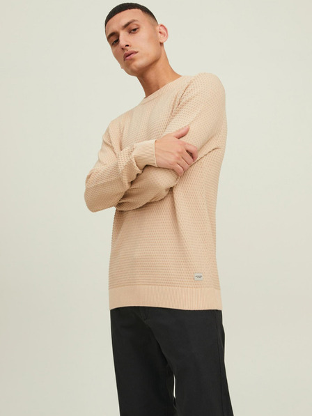 Jack & Jones Béžový pánsky vzorovaný sveter Jack & Jones Atlas