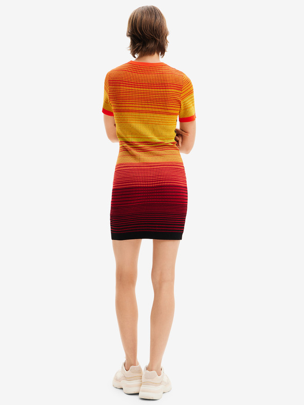 Desigual Žltooranžové dámske šaty Desigual Bipalmeri