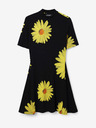 Desigual Desigual Margaritas žlto-čierne dámske kvetované šaty