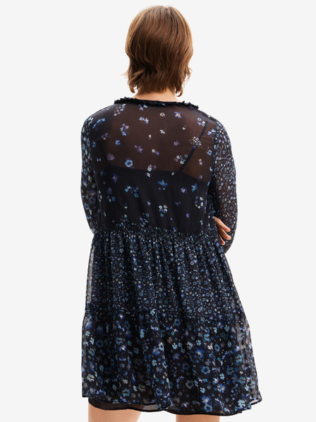 Desigual Tmavomodré dámske kvetinové šaty Desigual Duque