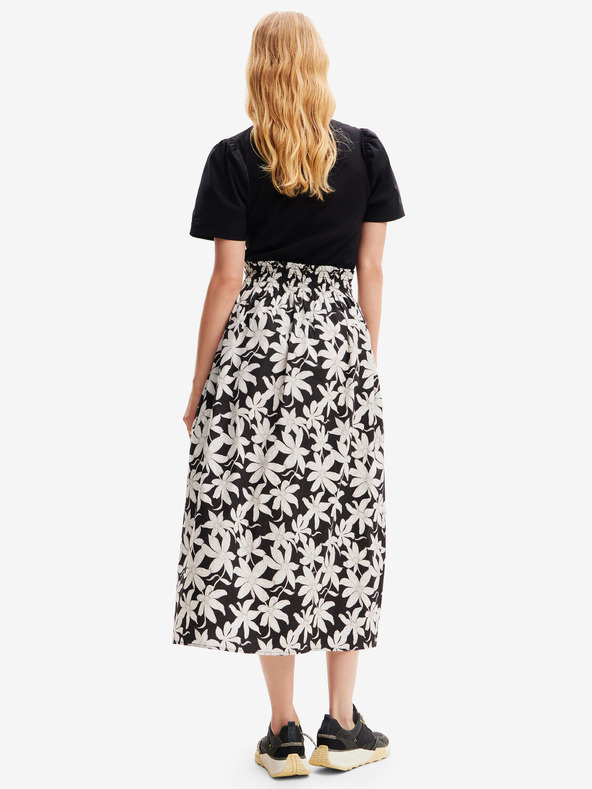 Desigual Bielo-čierne dámske kvetinové midi šaty Desigual Marlon