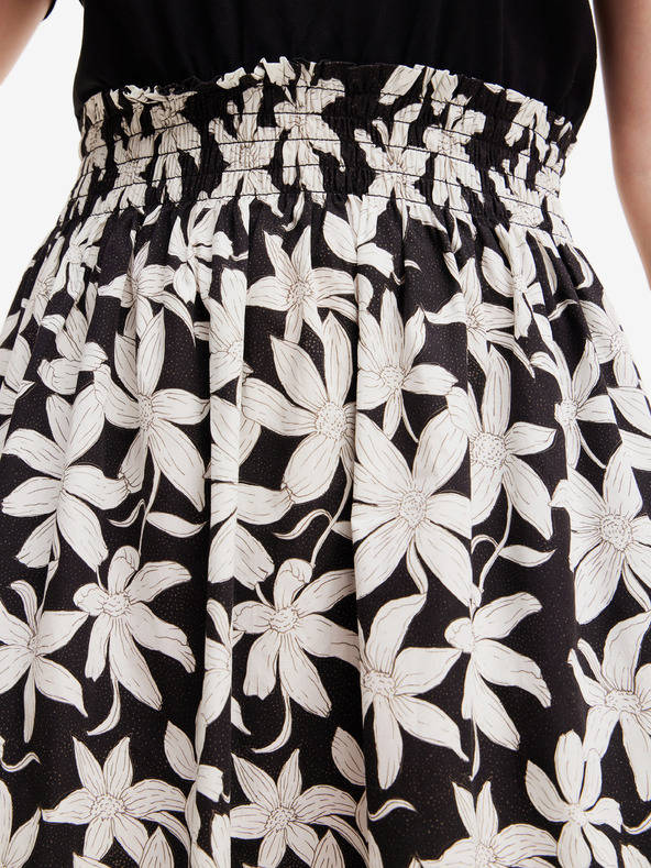 Desigual Bielo-čierne dámske kvetinové midi šaty Desigual Marlon