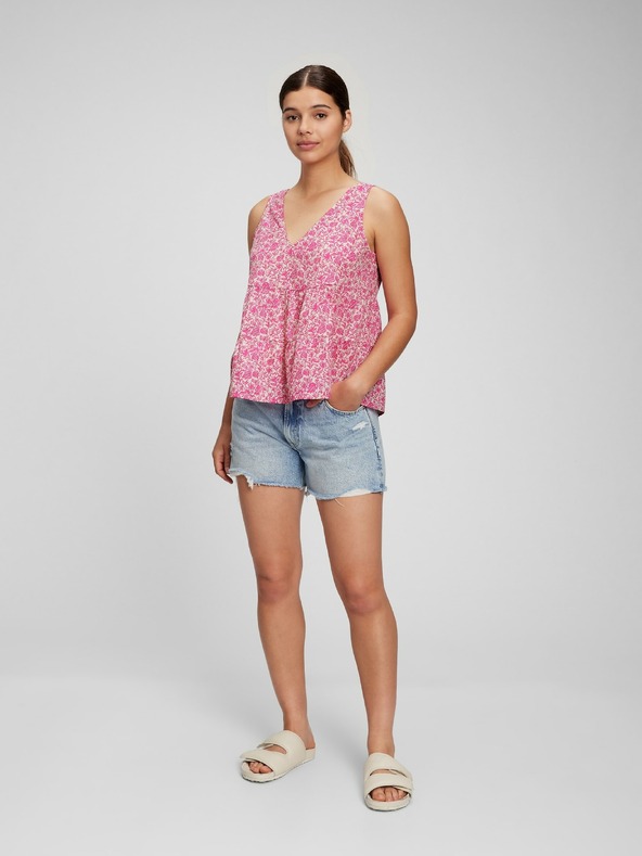 GAP Bavlnený kvetovaný crop top GAP