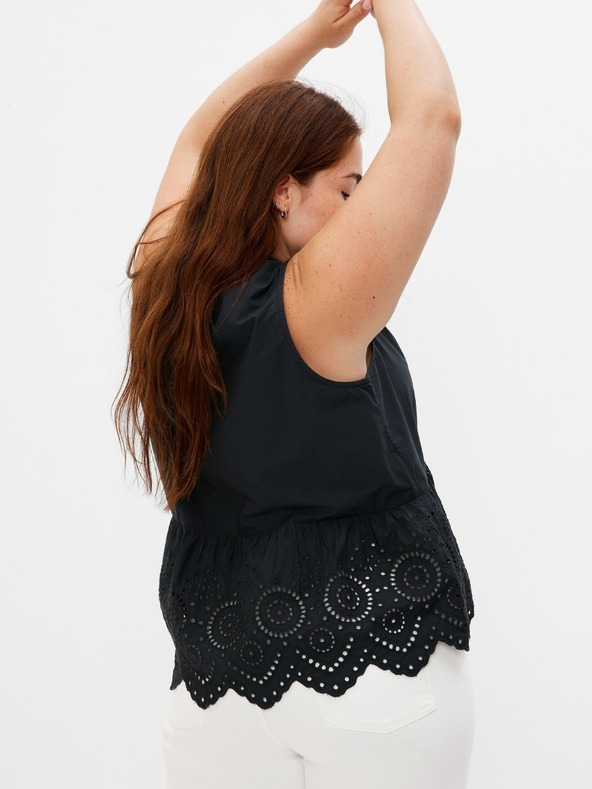 GAP Bavlnený peplum crop top s čipkou GAP