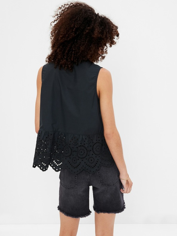 GAP Bavlnený peplum crop top s čipkou GAP