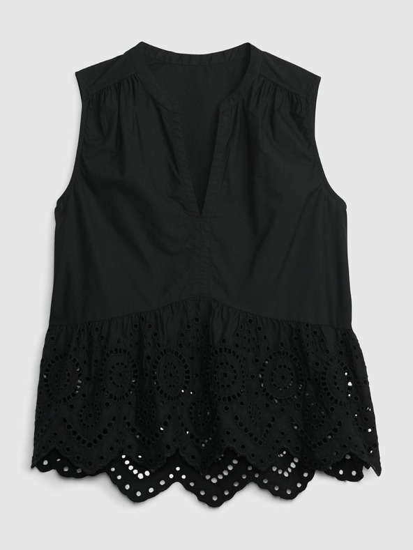 GAP Bavlnený peplum crop top s čipkou GAP