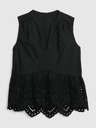 GAP Bavlnený peplum crop top s čipkou GAP