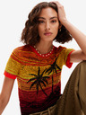 Desigual Žltooranžové dámske pletené tričko Desigual Dubai