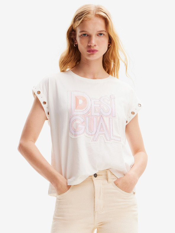 Desigual Krémové dámske tričko Desigual Berlin