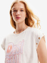 Desigual Krémové dámske tričko Desigual Berlin
