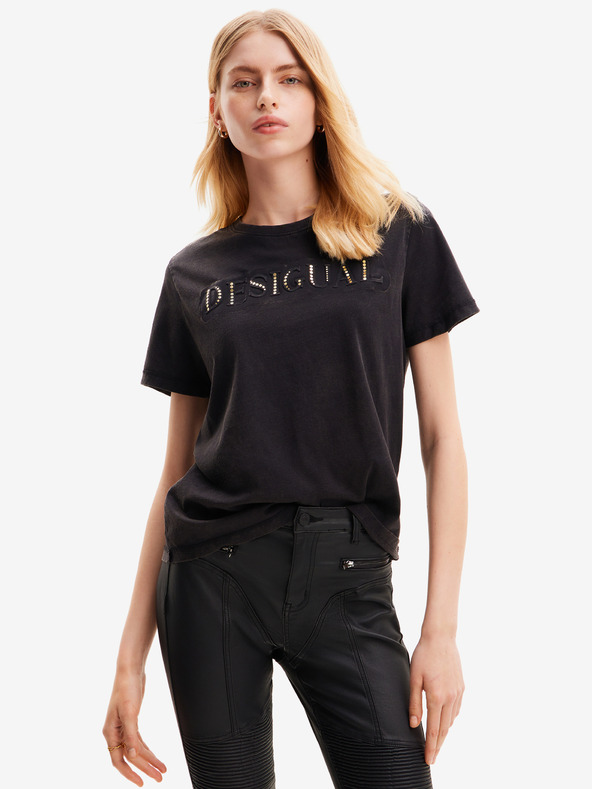 Desigual Čierne dámske tričko Desigual Dublin