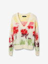 Desigual Červeno-krémový dámsky kvetinový sveter Desigual Join