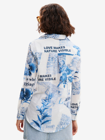 Desigual Modro-biela dámska vzorovaná košeľa Desigual Flowers Novinky