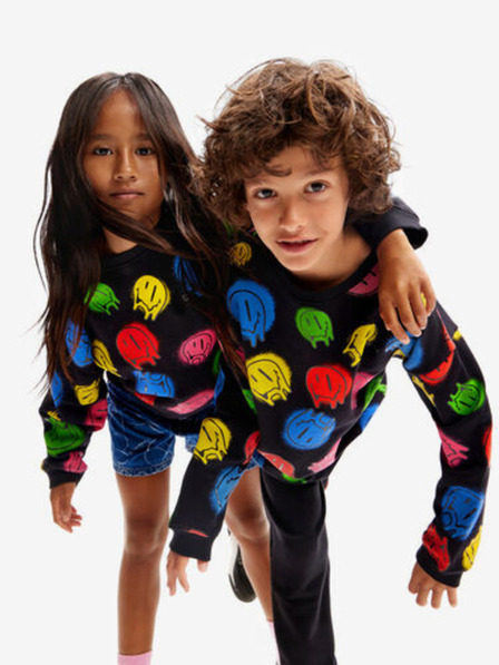 Desigual Čierna detská vzorovaná mikina Desigual Smile Colours
