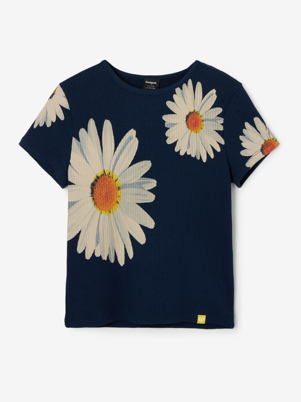 Desigual Desigual Danerys tmavomodré dievčenské kvetované tričko
