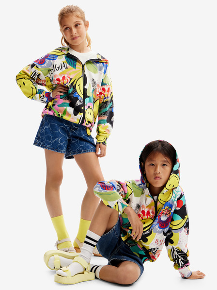 Desigual Desigual Carey Žltá detská vzorovaná mikina na zips