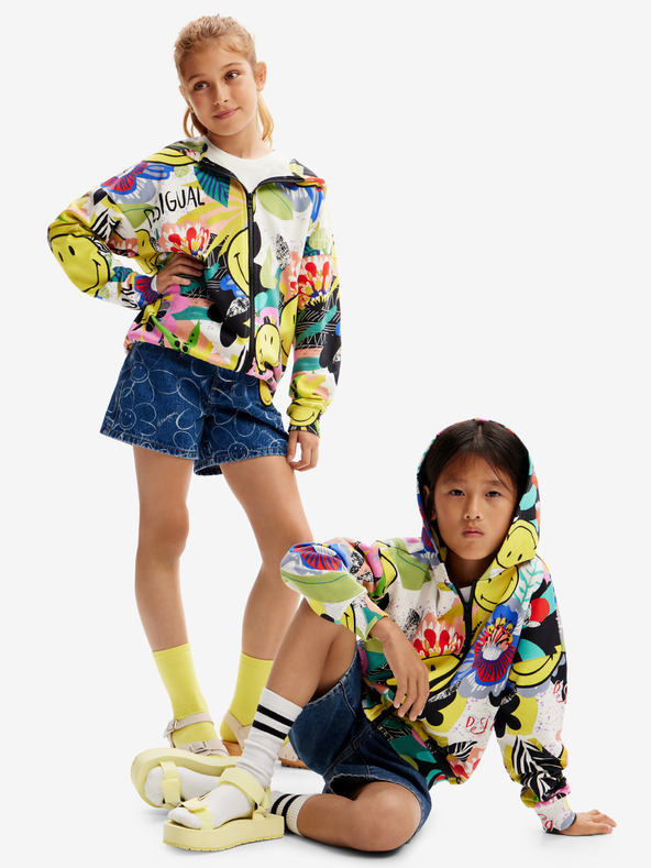 Desigual Desigual Carey Žltá detská vzorovaná mikina na zips