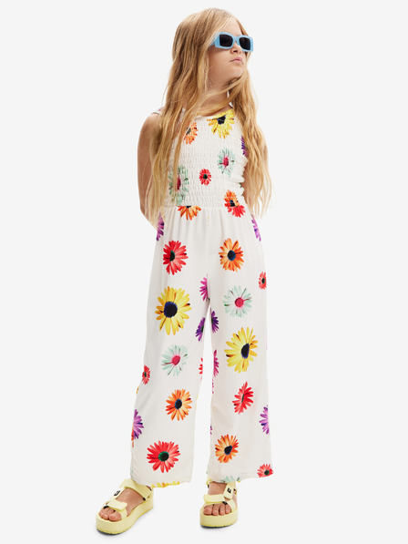 Desigual Desigual Delia Biely dievčenský kvetinový overal