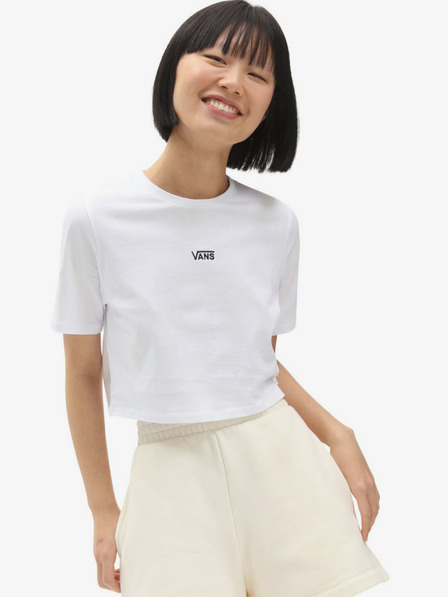 Vans Biele dámske tričko s výstrihom VANS Flying V Crop Crew