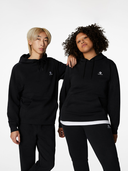 Converse Čierna unisex mikina s kapucňou Converse